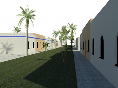 Vista exterior do projecto da Flaviarte para a construção de um bairro na Líbia